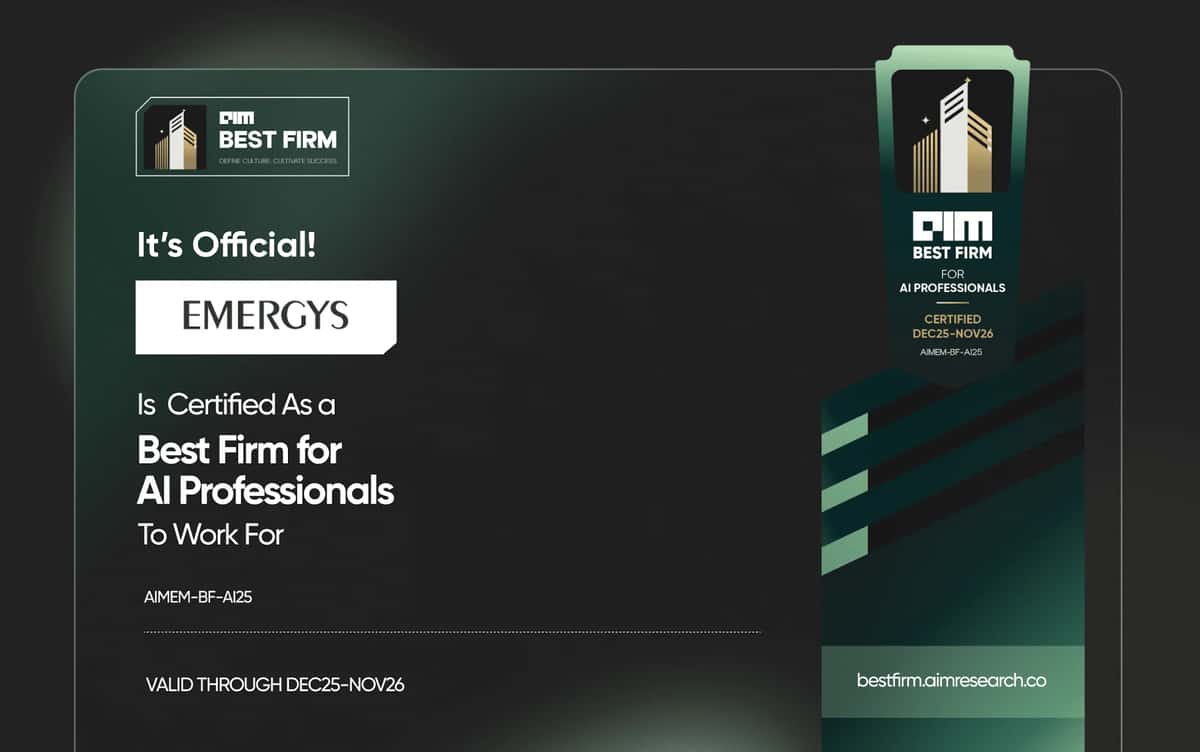 Emergys is Certified as a Best Firm for AI Professionals