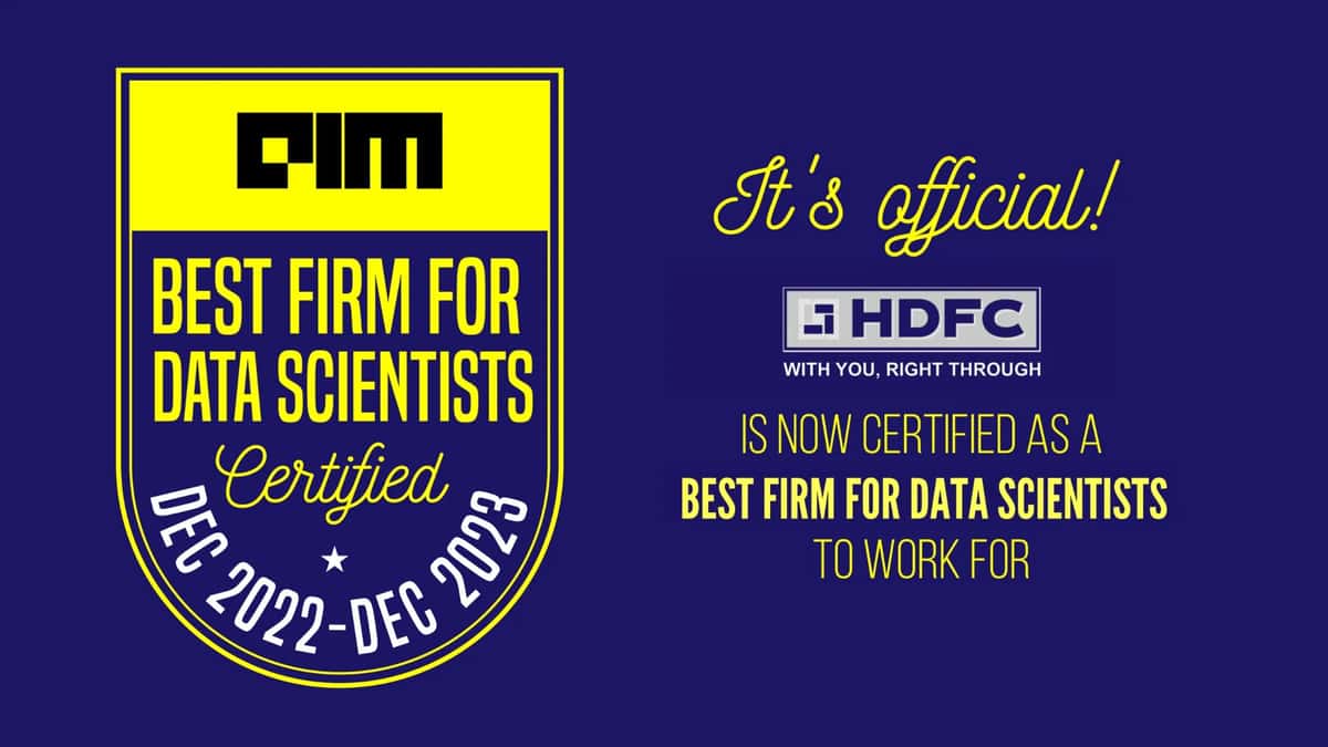 HDFC Limited is certified as a Best Firm For Data Scientists