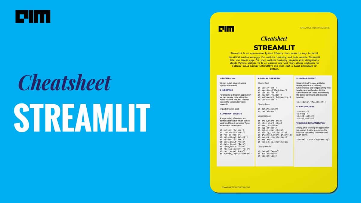 Machine Learning Cheatsheet: Streamlit