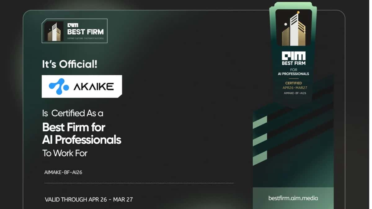 Akaike Technologies Certified as a Best Firm for AI Professionals