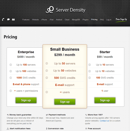 Server Density new pricing structure