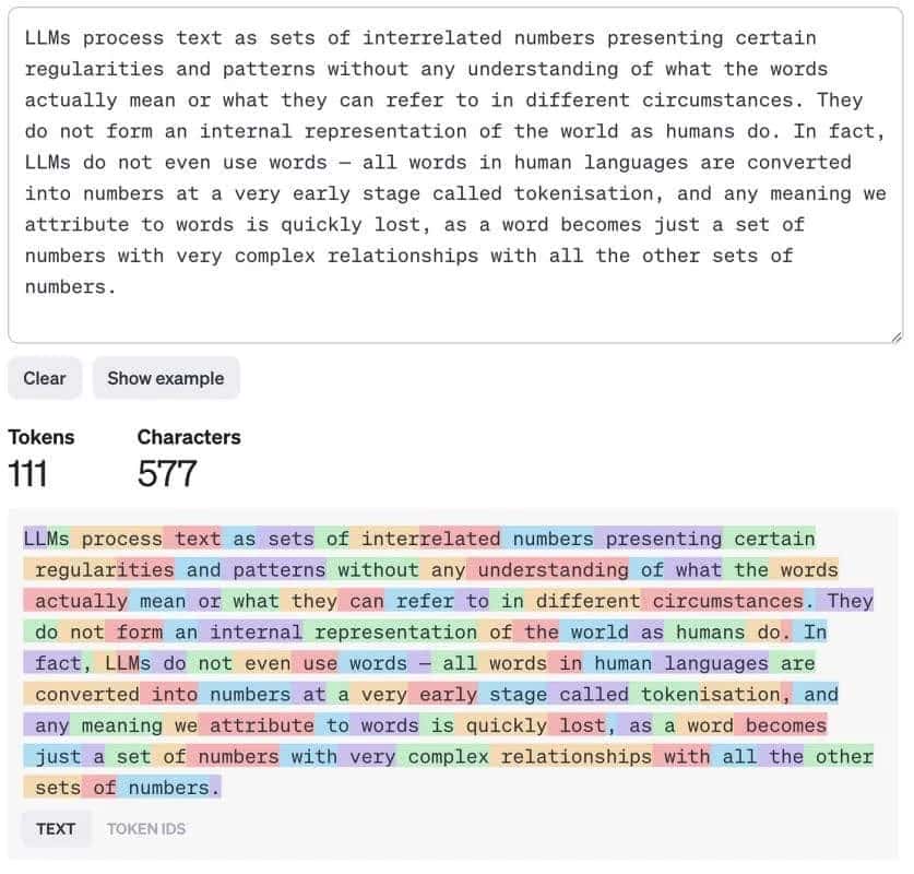 LLMs don't understand text