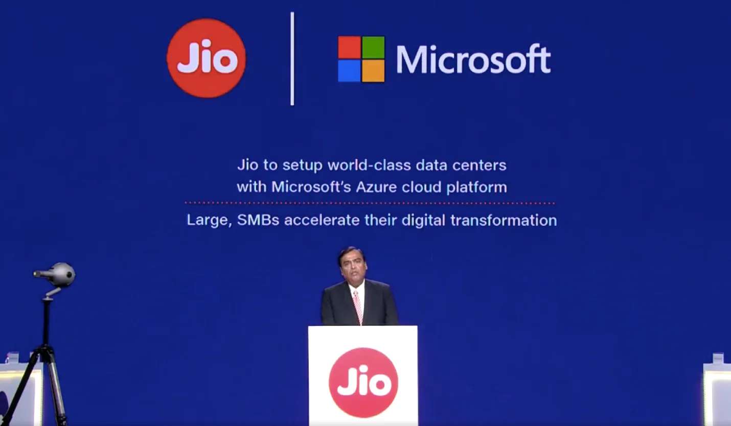 Reliance Jio & Microsoft Azure To Offer Free Cloud Services To Indian Tech Startups
